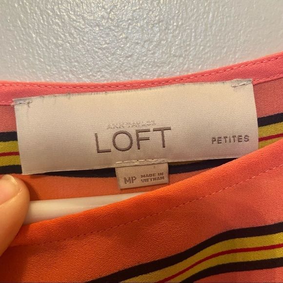 LOFT Coral Striped T-shirt Blouse MP - Picture 5 of 6